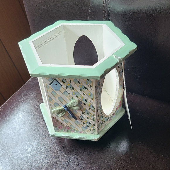 Decorative Hexagonal Jar Candle Holder with Dragonfly Design - Picture 2 of 12